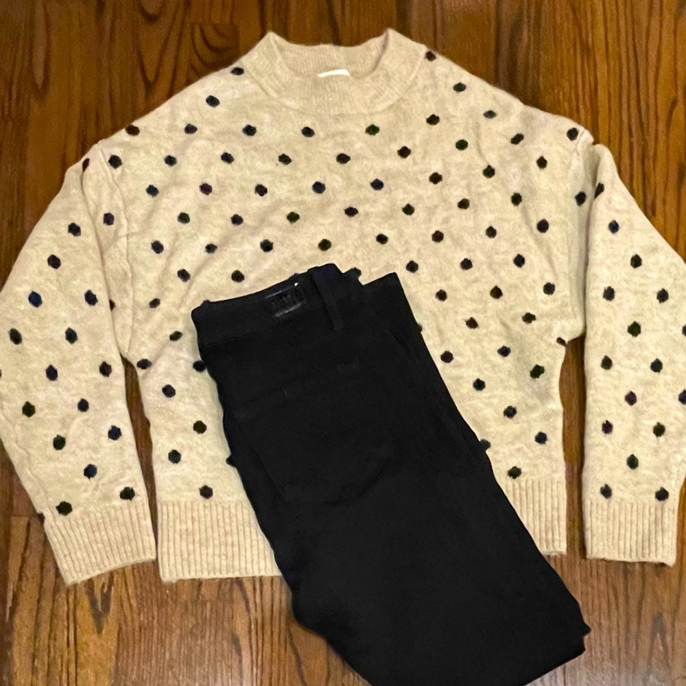 Tan and Black Polka Dot Sweater